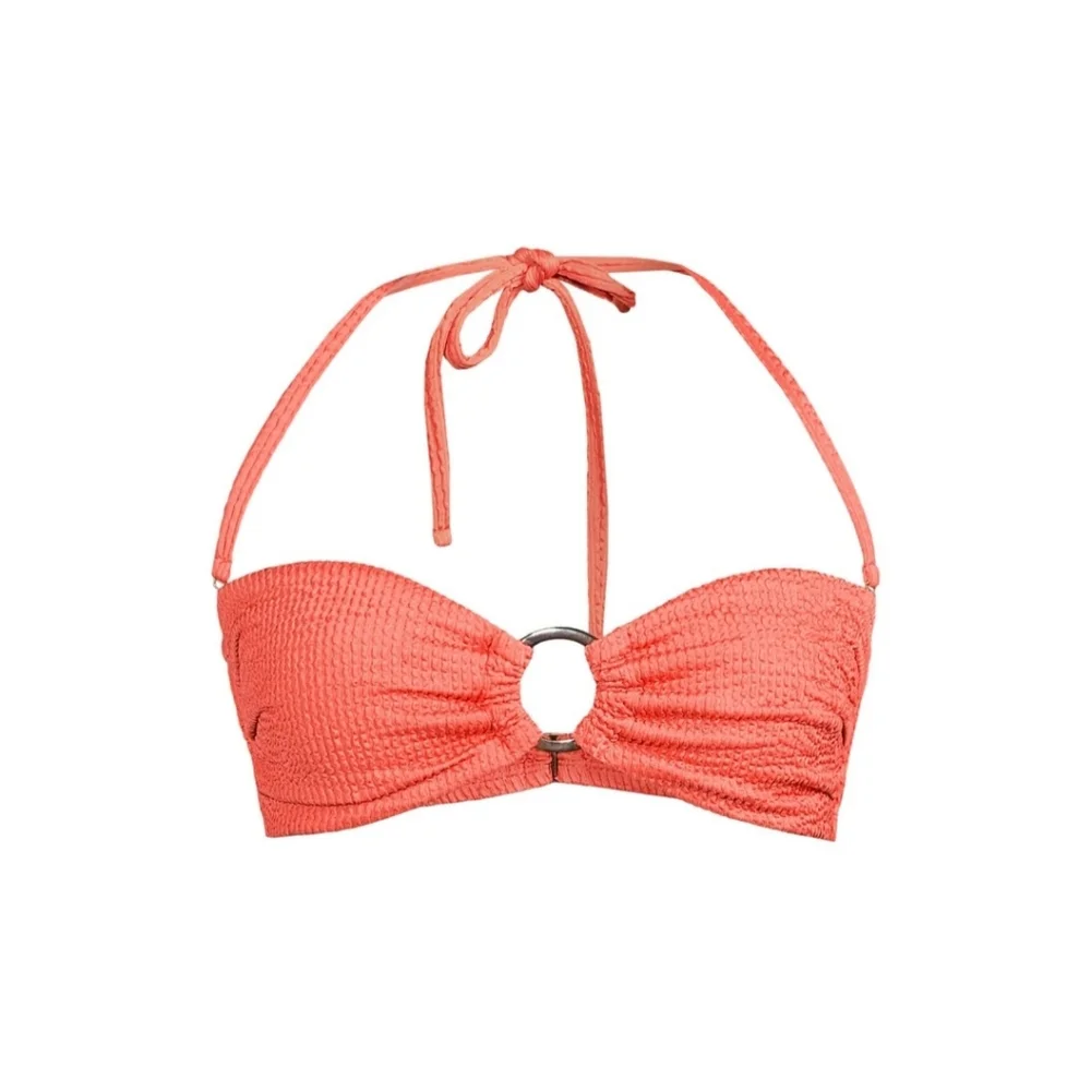 Time And Tru Women's Size Large Crinkle Texture Ring Front Bandeau Swimsuit Top